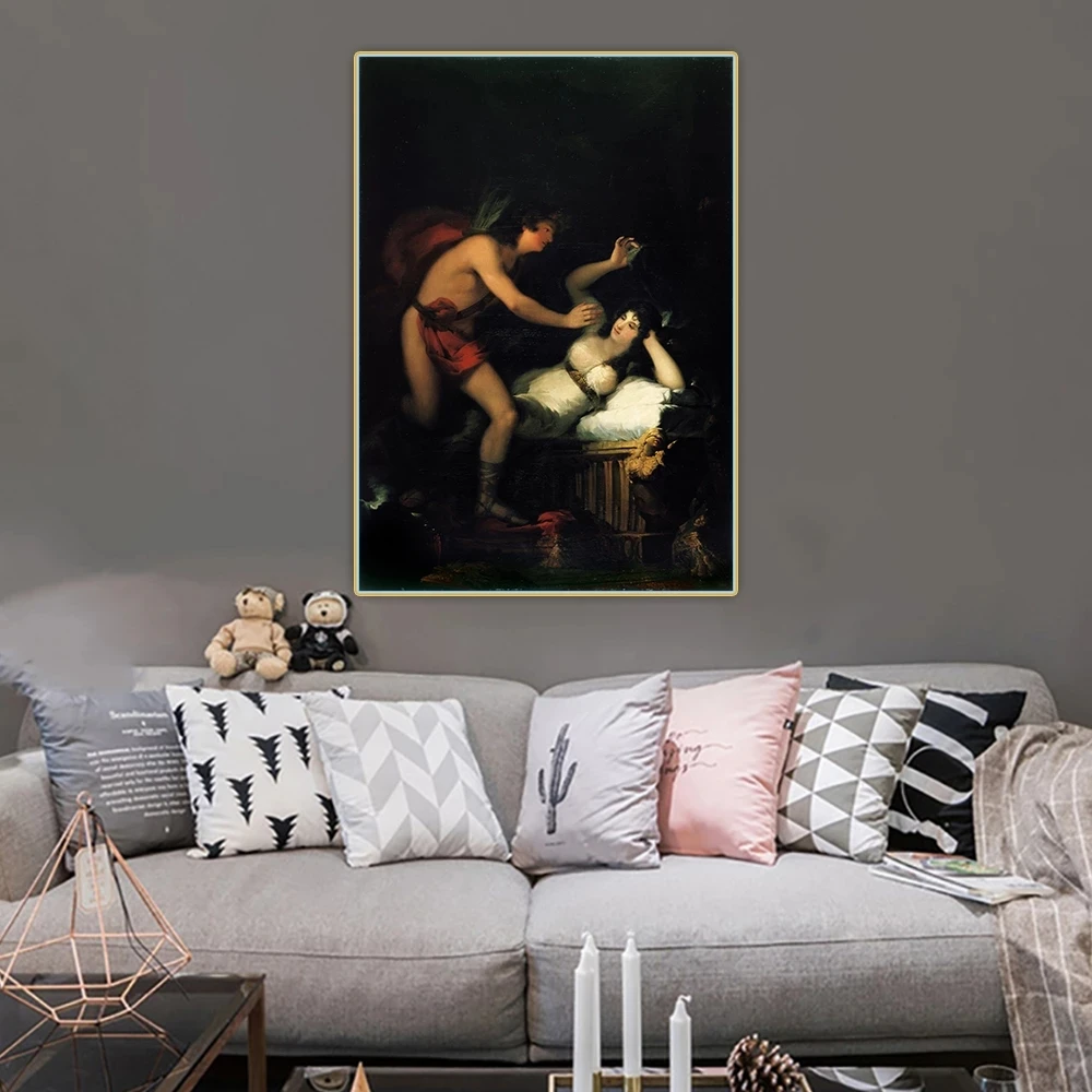 Модульная Картина на холсте с изображением аллегории любви купидора и психики