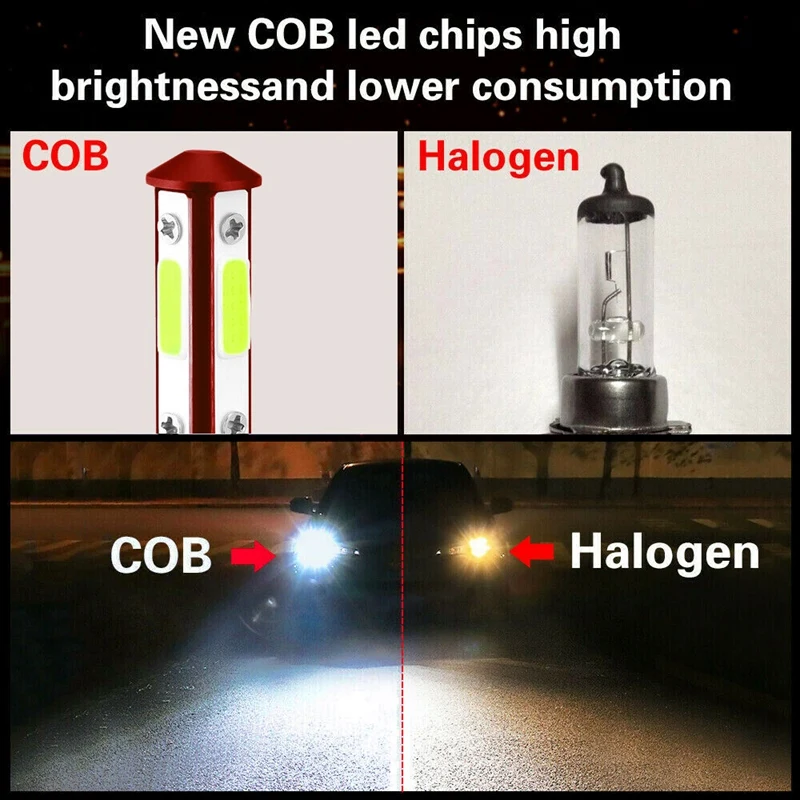 

4X 4-Sides H7+H7 Combo LED Headlight Bulb Kit 8000K Blue Hi&Lo Beam 30000LM