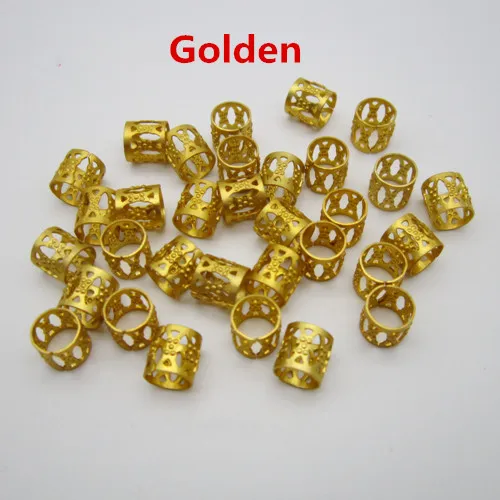 100Golden 100 шт./лот, регулируемый Золотой/Серебряный/Разноцветный детский Женский Ящик для волос, косички, дреды, бусины, манжеты, кольца для зажимов, аксессуары - Цвет: 100Golden