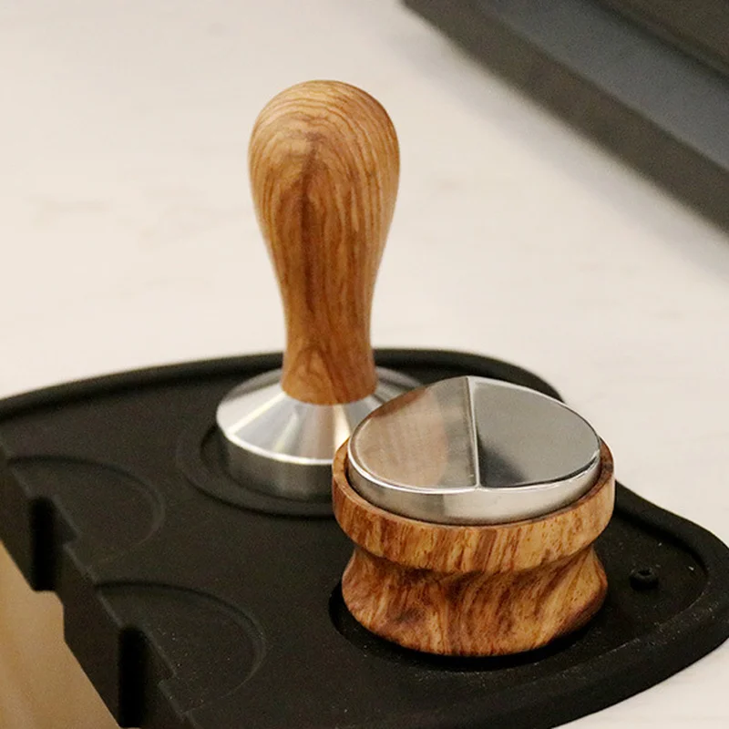 

58mm Adjustable 304 Stainless Steel Coffee Espresso Tamper Convex Four Angled Slopes Base Thread Distribution Tools