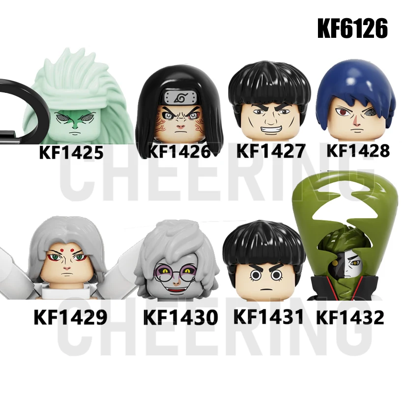 

Japanese Anime Figures KF6126 New Building Blocks IN STOCK Zetsu Rock Lee Action Figures Head Brick Toys For Kids Gift