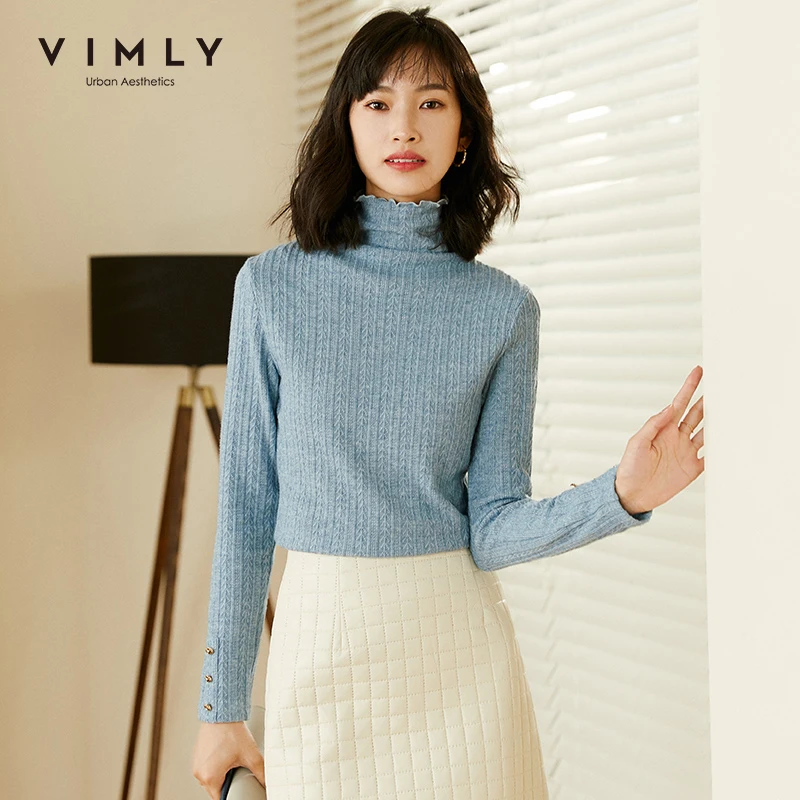 

Женский вязаный пуловер Vimly, модная новинка 2020, осенне-зимняя водолазка, облегающие теплые дамские рубашки, повседневные женские свитера F3011