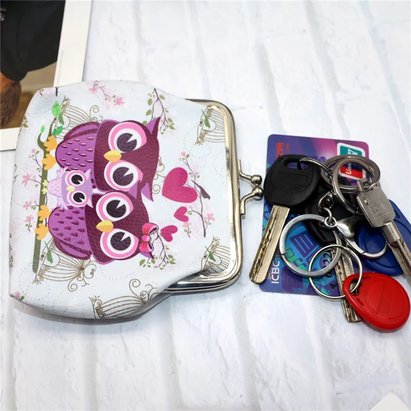 Женский мини кожаный бумажник с принтом милый держатель для карт Ретро винтажный