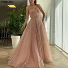 Женское блестящее вечернее платье FDHAOLU FU122, розовое ТРАПЕЦИЕВИДНОЕ ПЛАТЬЕ на тонких бретелях, 2021