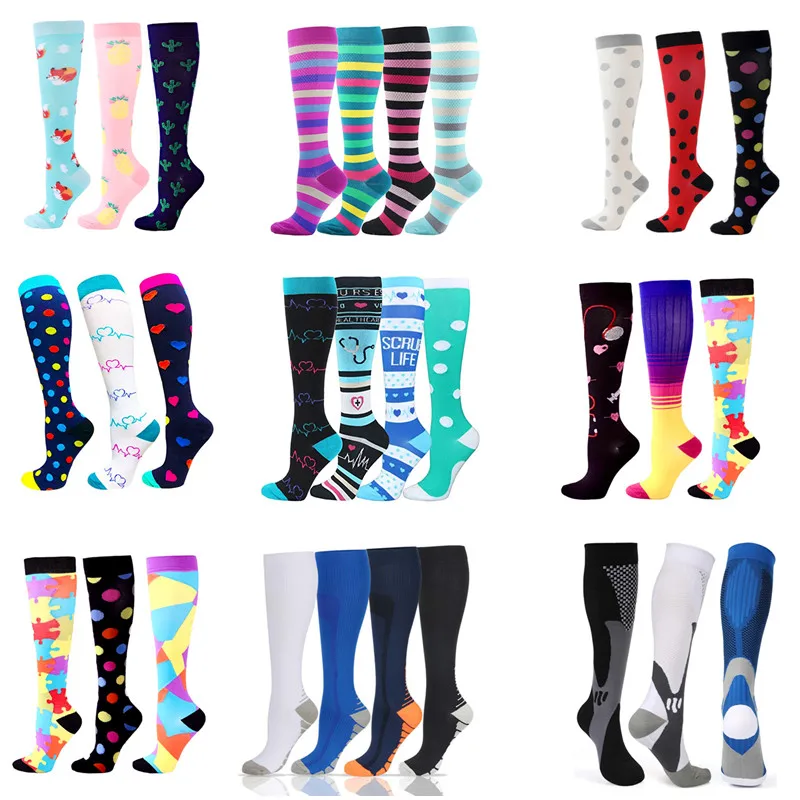 

Wholesales Multi Pairs Compression Socks Knee Stockings Nursing Socks Men Women Fit For Medical Edema Diabetes Varicose Veins