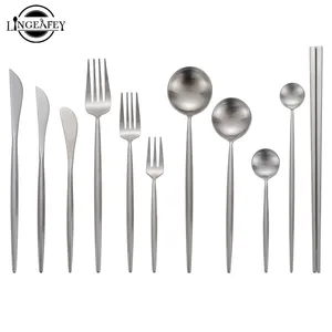 Набор столовых приборов, вилка, Ножи Ложки палочек для еды, из нержавеющей стали, столовые приборы, стейк, матовая посуда серебряные столовые приборы