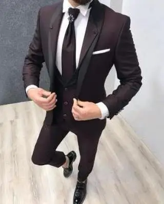 Мужской костюм для выпускного вечера брак темно синие мужской Slim Fit 3 шт Красочные
