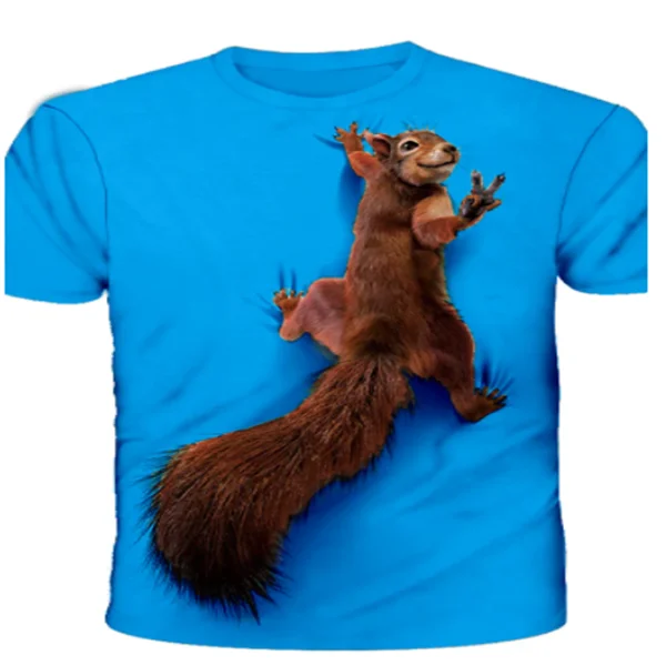 

Men's and women's latest three-dimensional squirrel oversized T-shirt 3D summer animal print fashion casual O-neck short sleeve