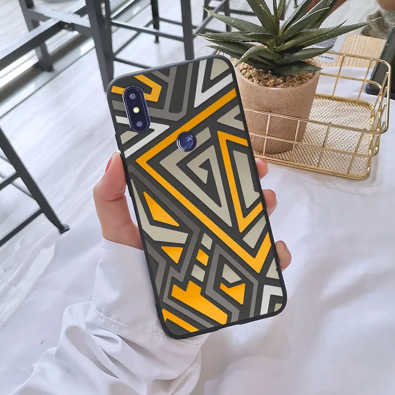 Силиконовый чехол для телефона Xiaomi Mi Max Note 1 2 3 геометрический крутой Черный