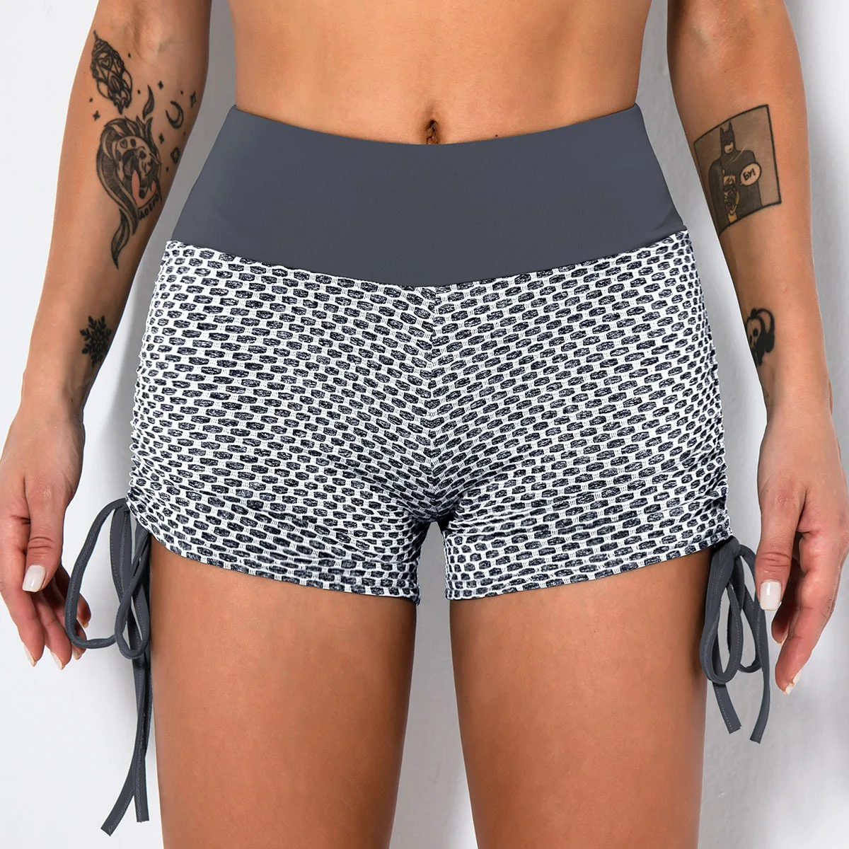 

Шорты для йоги с цветочным принтом и высокой талией