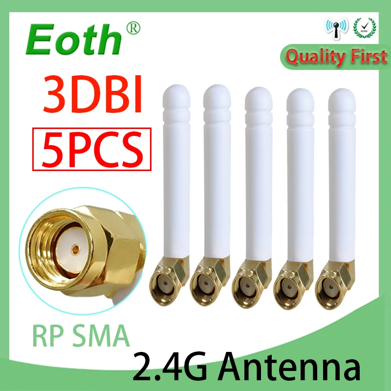 

Антенна EOTH 2,4g 3dbi sma женская, черная, белая антенна wlan Wi-Fi 2,4 ГГц антенна pbx iot роутер tp link сигнальный приемник антенна