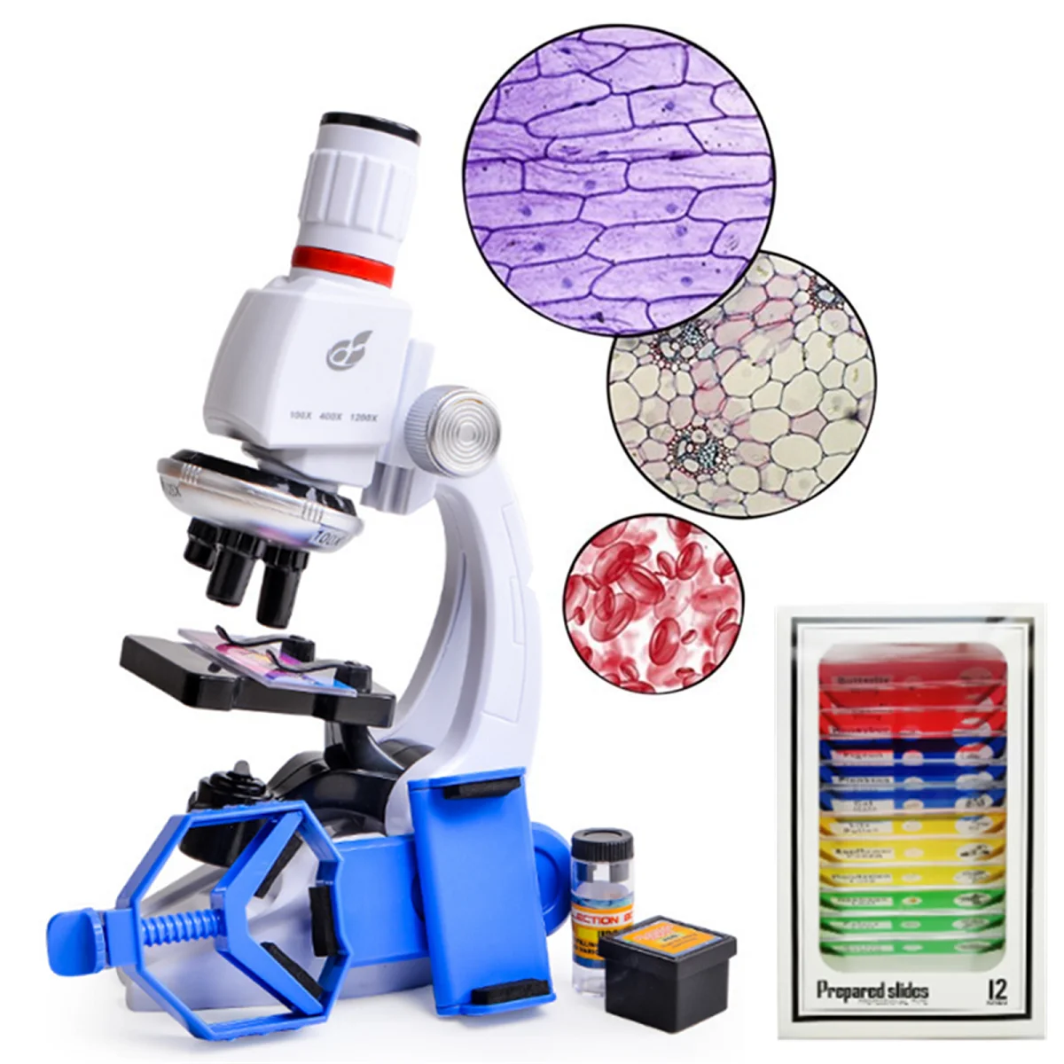 Микроскоп ЭКСПЕРИМЕНТАЛЬНЫЙ НАБОР лаборатория светодиодный 1200X дома и школы