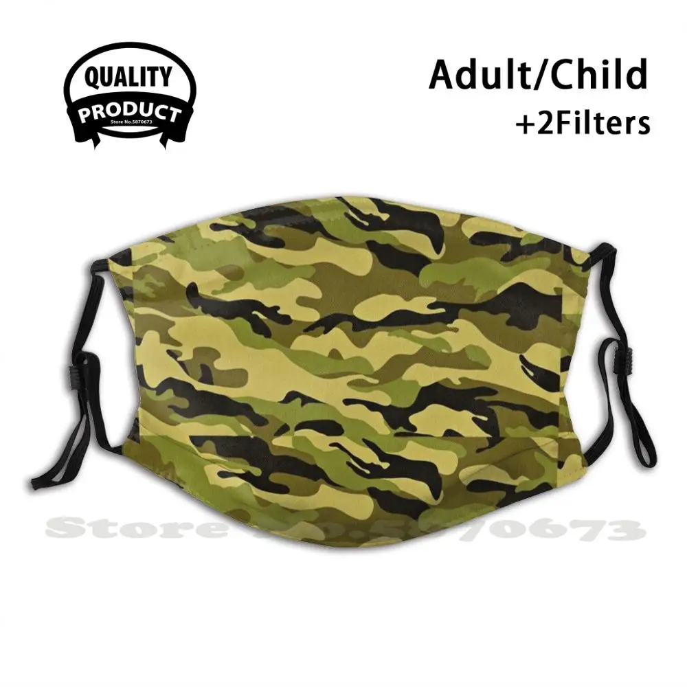 

Маска для лица многоразовая камуфляжная от пыли, моющаяся, с фильтром