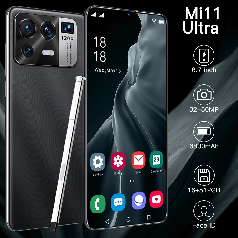 Mi11-tel&eacute;fono m&oacute;vil inteligente versi&oacute;n Global, Smartphone con pantalla completa de 6,7 pulgadas, 6800mAh, 12 + 512GB, 32 + 50MP, desbloqueado, identificaci&oacute;n facial, 5G, Android-0