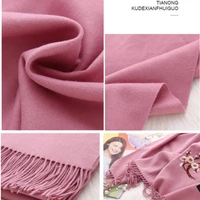 Red Cashmere Scarf Female Autumn Winter Warm Long Luxury Stoles Classic Embroidery Ethnic Shawl Women Outdoor Pashmina Hijab
