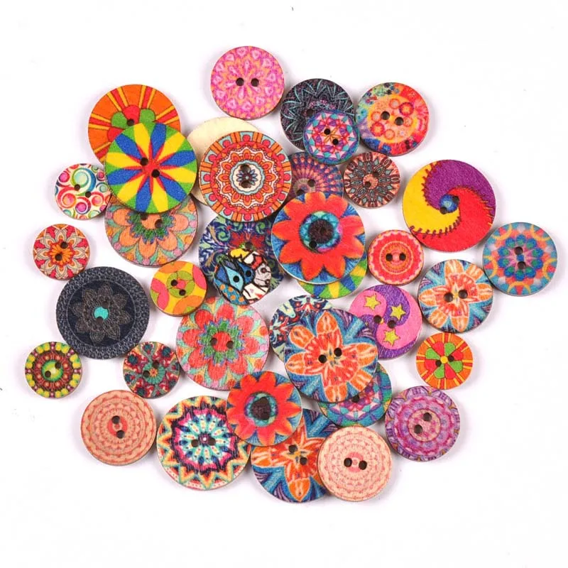 

Multi pattern wooden buttons round buttons Aperture for sewing DIY Handcraft Scrapbook Supplies Gifts 55pcs 15/20/25mm