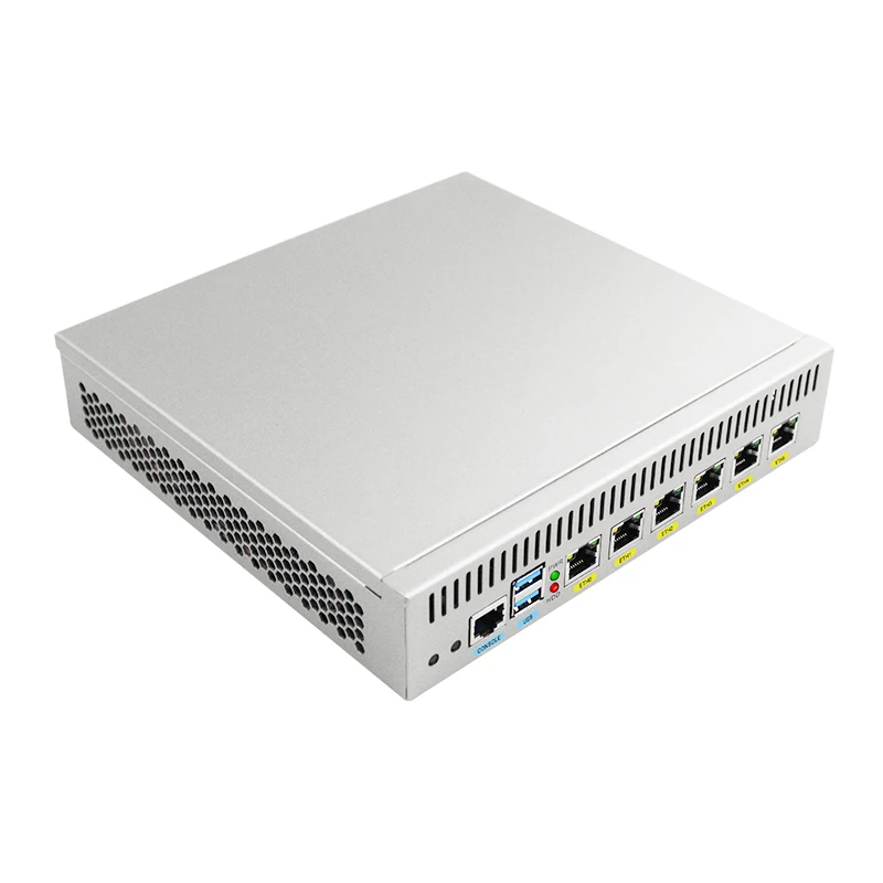 D525 Fanless Soft Router 4GB RAM 6 LAN Mini PC White Firewall Routing for VPN Processor Pfsense Industrial/Host/ Gaming Computer