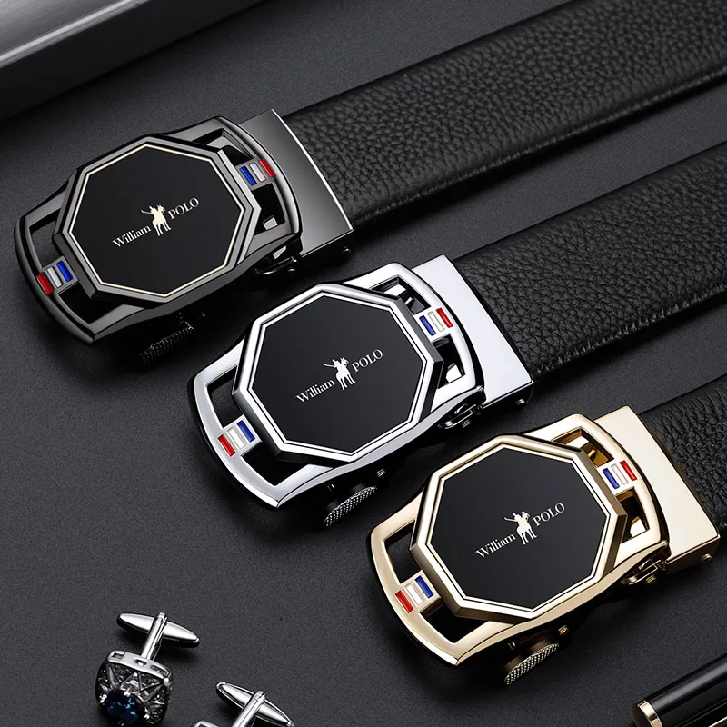 Ремень WILLIAMPOLO мужской из натуральной кожи с автоматической пряжкой шириной 3 5 см |