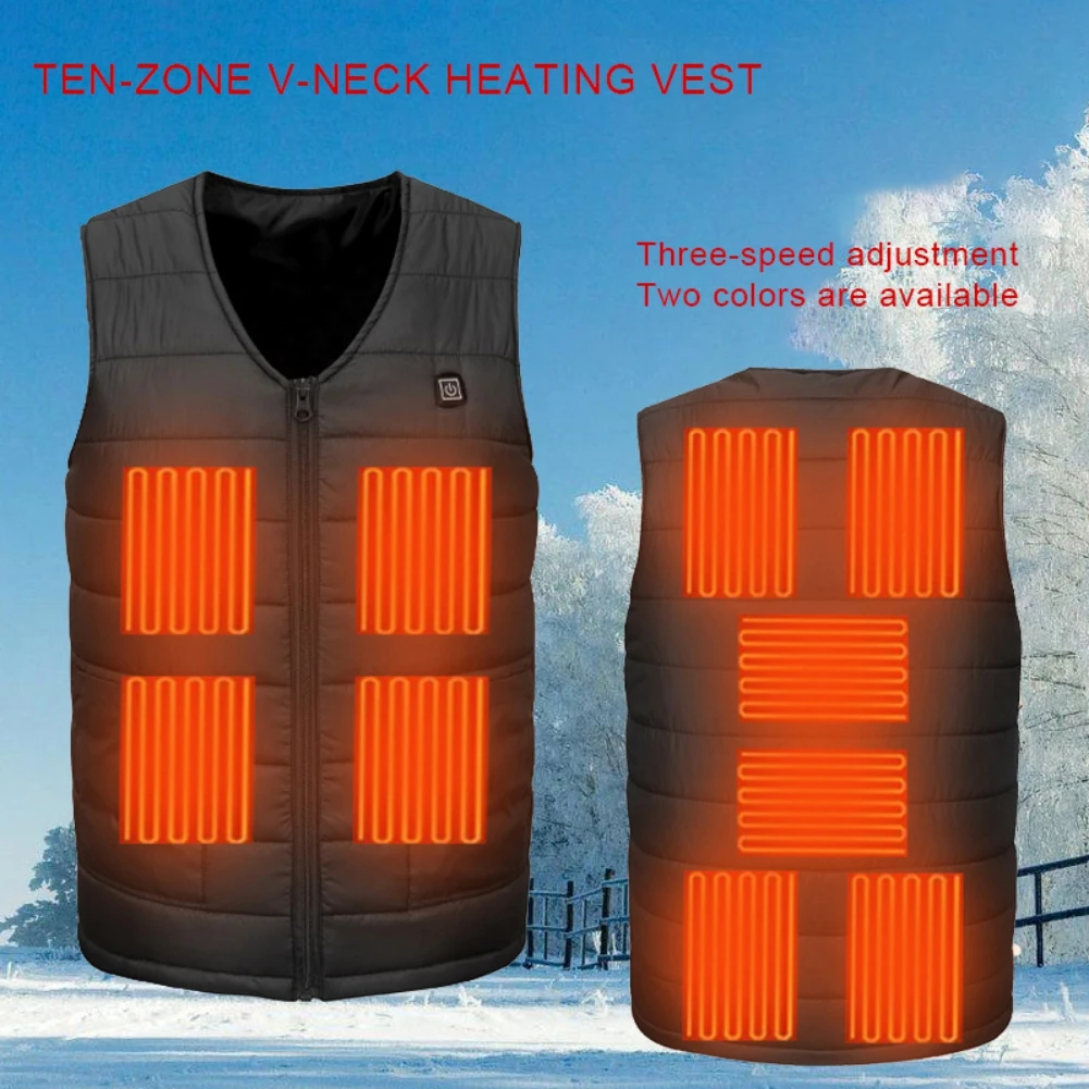 

Зимний умный жилет с подогревом десять зон, куртка с USB-зарядкой, электрическая грелка, тепловой жилет, пальто в форме сердца для унисекс, кем...