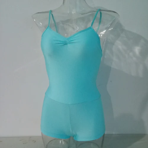 Light River Blue Блестящий лайкровый женский топ для девушек Biketard Dance Unitard с шортами для детей и взрослых, 18 цветов - Цвет: Light River Blue