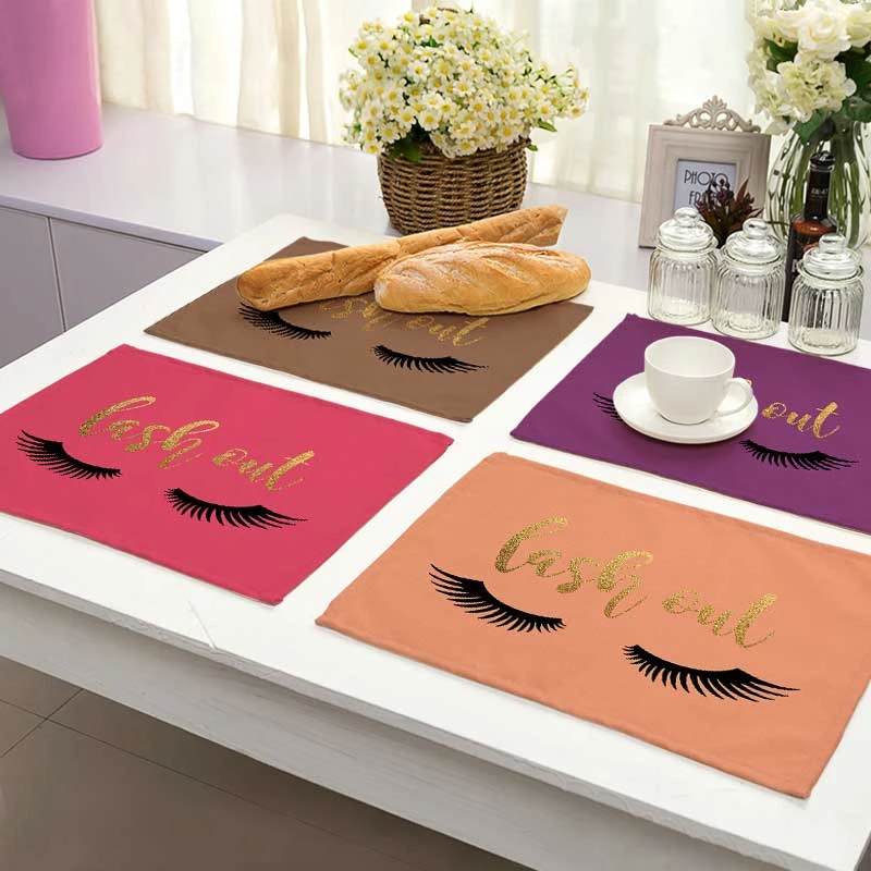 Цветные ресницы с буквенным узором хлопковая льняная подкладка коврики для