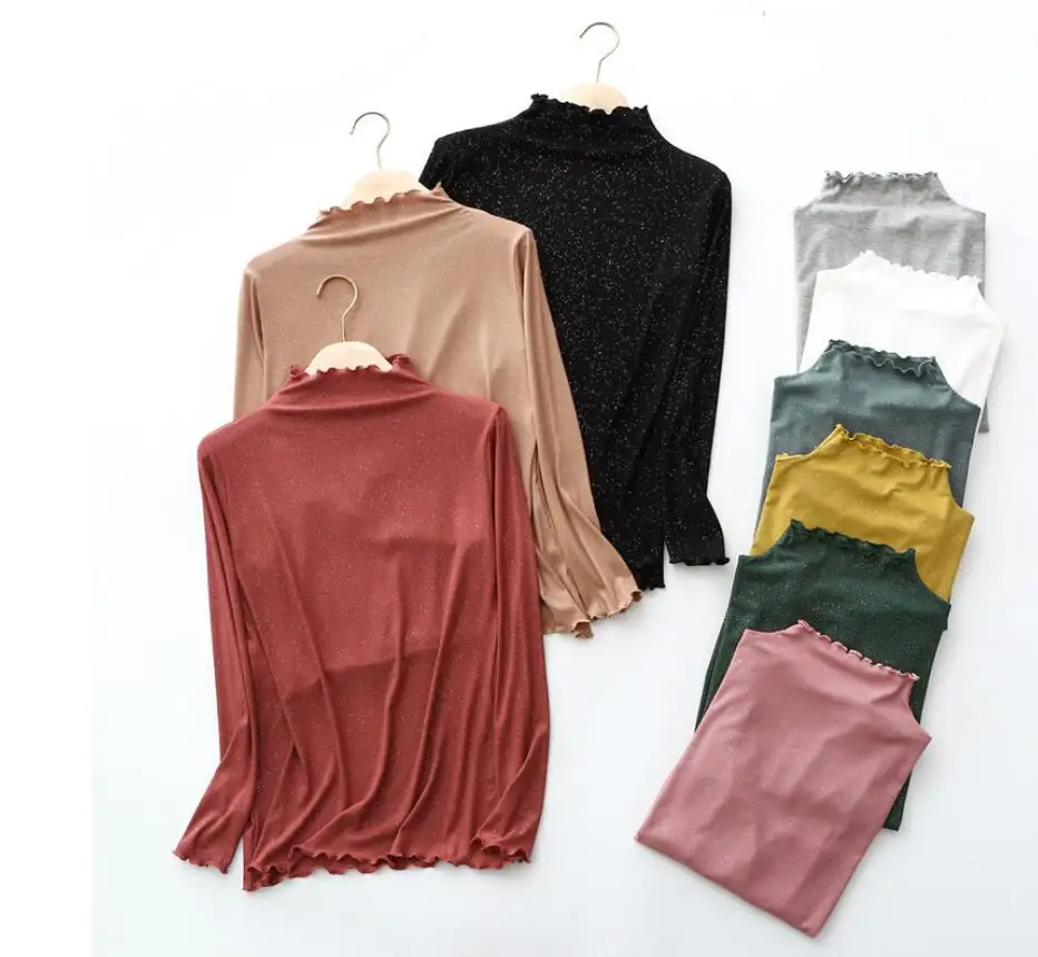 Новинка Весна 2020 Женская Модальная футболка с длинным рукавом и кружевным