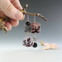 bohemia ethnic flower statement dangle earrings for women wedding party jewelry geometric stone hook earring charms accessories