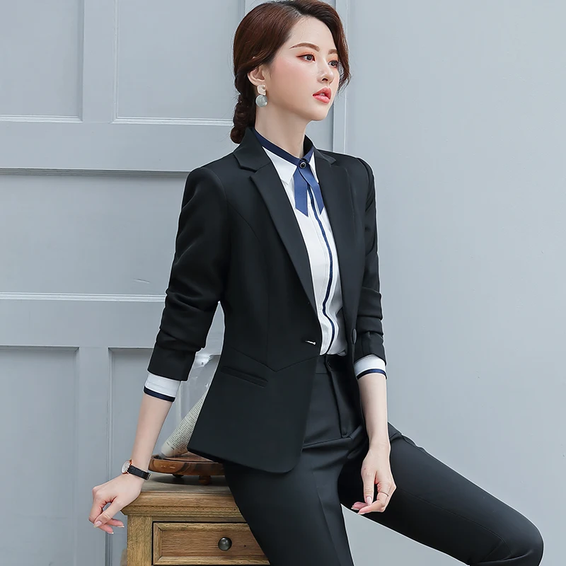 

Women Blazer Set Office Wear High Quality Ladies Work Blazer Pant Or Skirt Set