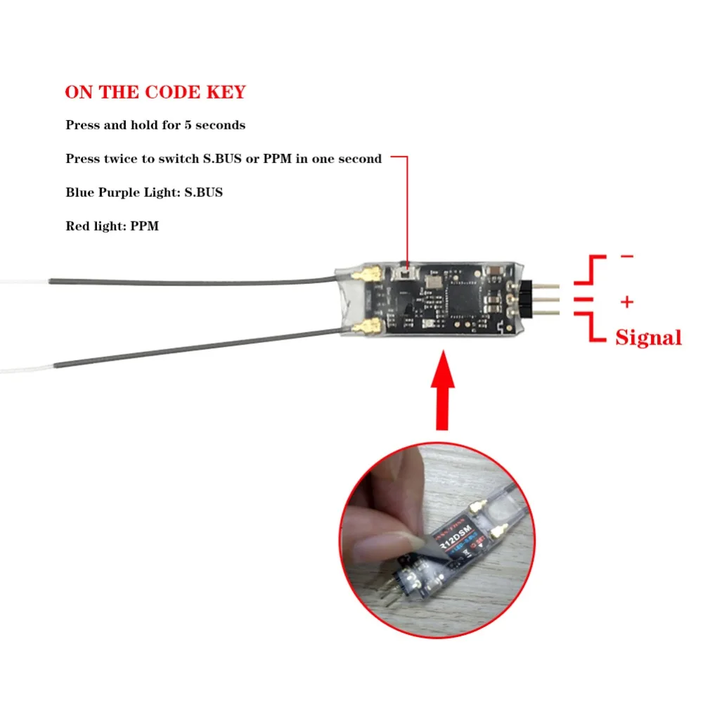 Радиоуправляемый мини-приемник Radiolink R12DSM 2 4 ГГц 12 каналов сигнал SBUS/PPM DSSS и FHSS