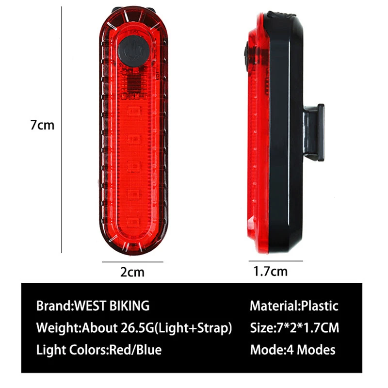 Велосипедный задний фонарь USB Перезаряжаемый 4 режима Водонепроницаемый MTB дорожный велосипедный фонарь 2 цвета горный велосипед Пластиковые сигнальные огни