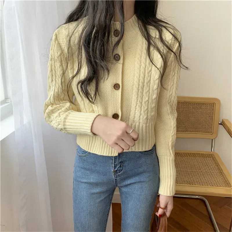 HziriP Осень зима Ретро стиль свободные вязаные женские одноцветные подходят ко