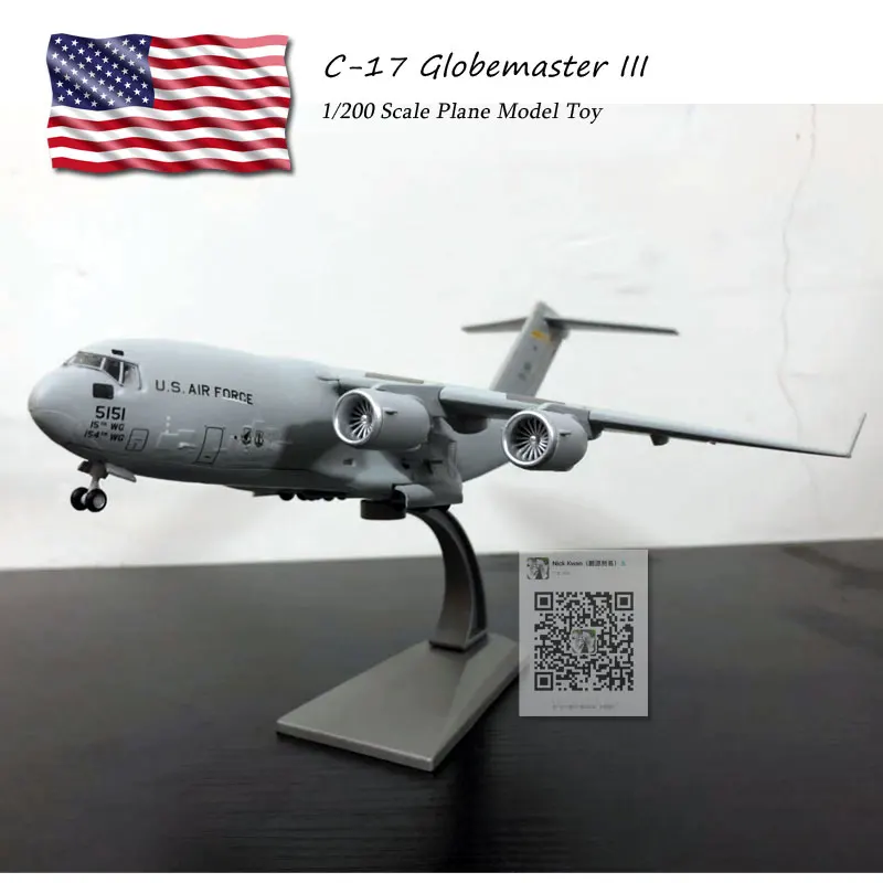 WLTK 1/200 весы C-17 Globemaster III Strategic и Tactical Airlifter литой под давлением металлический армейский самолет модель игрушка для коллекции