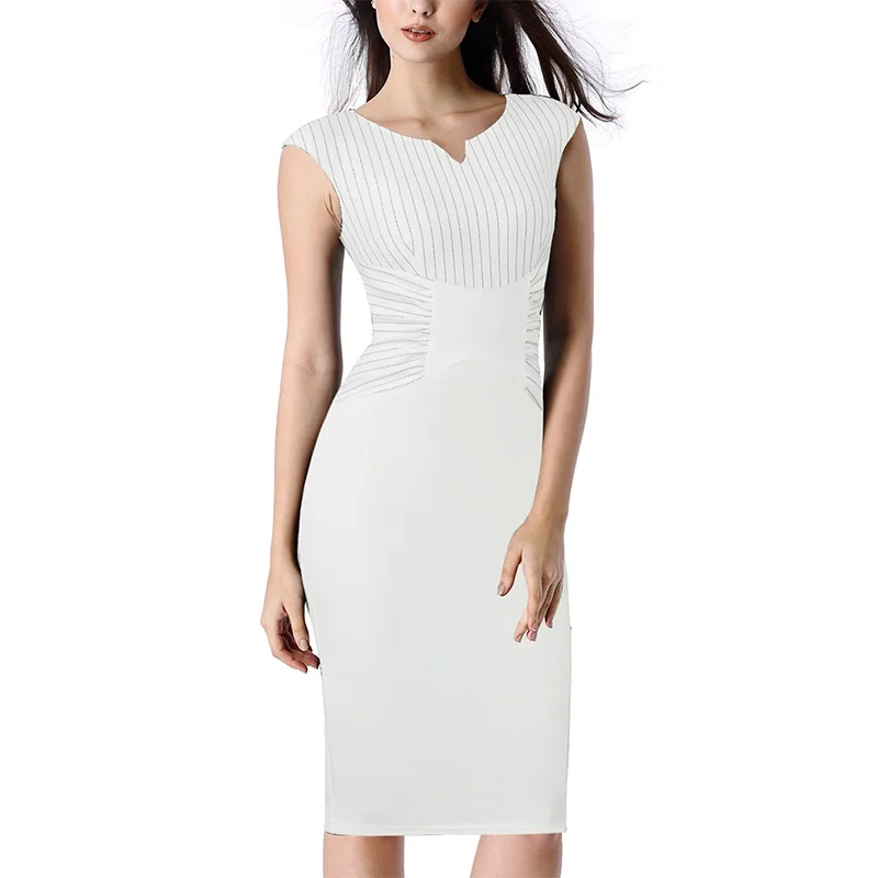 Vfemage женское элегантное платье в полоску с рюшами пэчворк для работы офиса