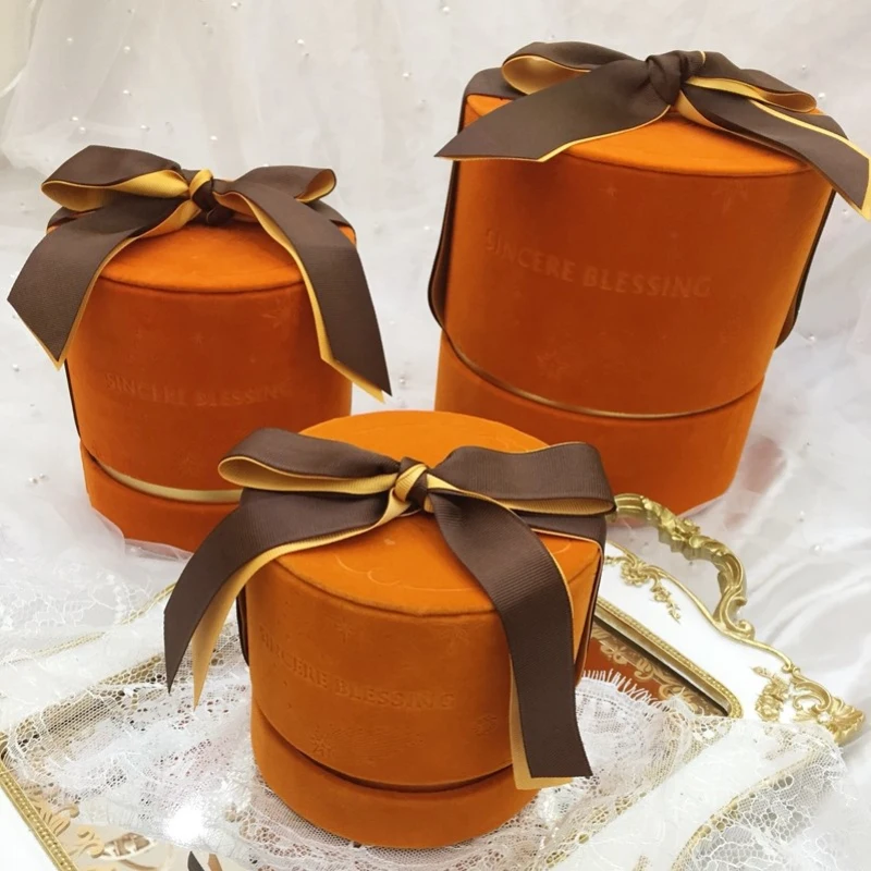 Креативная оранжевая Цилиндрическая Коробка Подарочная коробка для духов