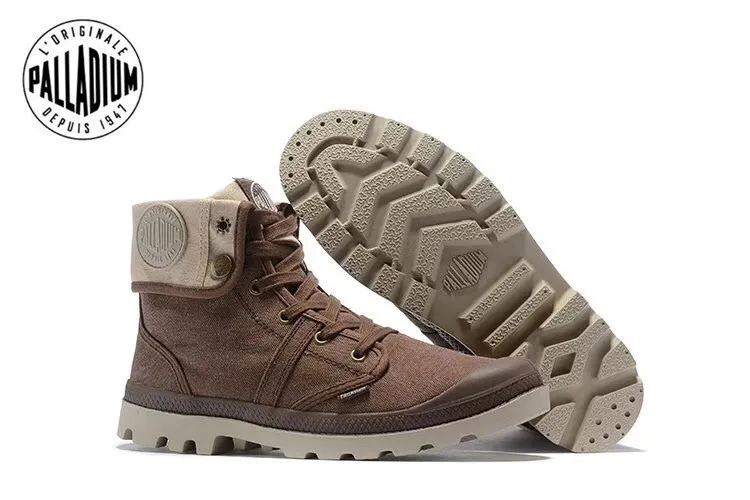 

PALLADIUM Pallabrouse Dark Brown Sneakers Men Women High-top Army Military Ankle boots Canvas Casual Shoes Anti-Slip Shoes 36-45