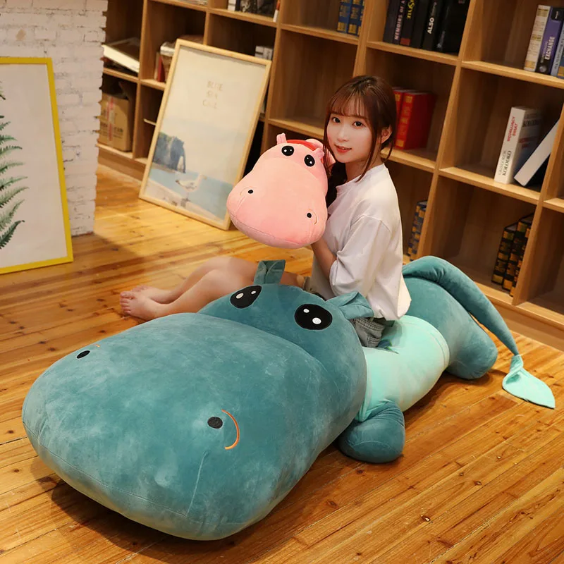 

New Style 60-150CM 6 Colors Cute Hippo Plush Toys Stuffed Doll Pillow Software Sleeping For Kids Girl Gift