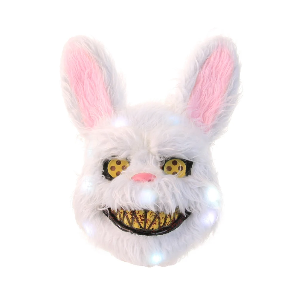 Led Rabbit 1 шт. горячие дети взрослые страшные маски на Хеллоуин злой кровавой маска кролика белая маска кролика маскарад Вечерние Косплей страшная маска - Цвет: Led Rabbit