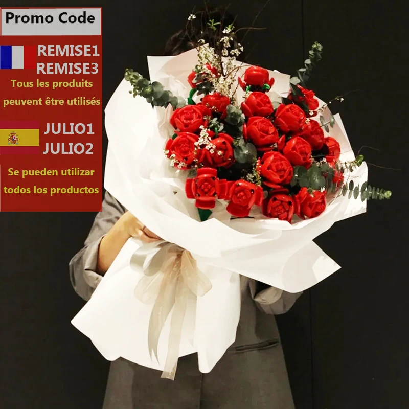 Розы Букет строительные блоки город Романтичный комплект друзей сборка