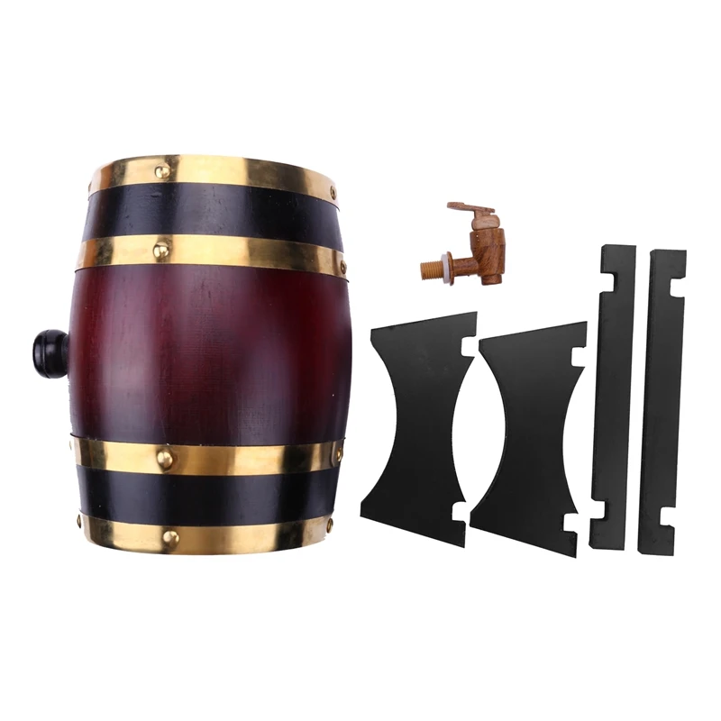 

1.5L Wooden Barrel Wooden Beer Brewing Tools Tap Water Machine Pot Wine Mini Barrel Bar Home Brewing Beer Barrel
