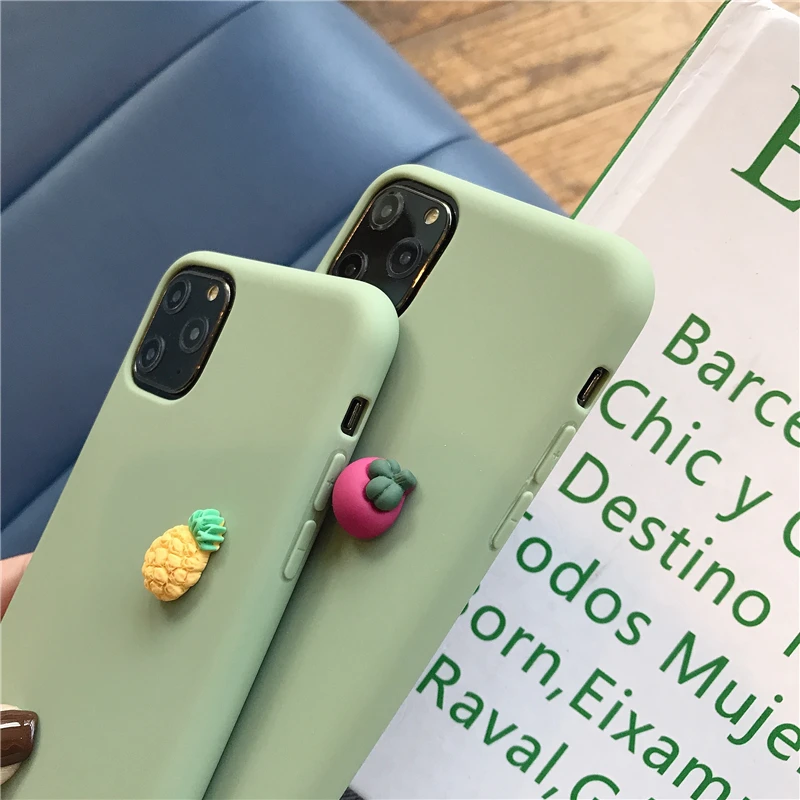 Милый 3D фруктовый простой конфетный мягкий силиконовый чехол для iPhone 11 Pro X XR Xs Max 6