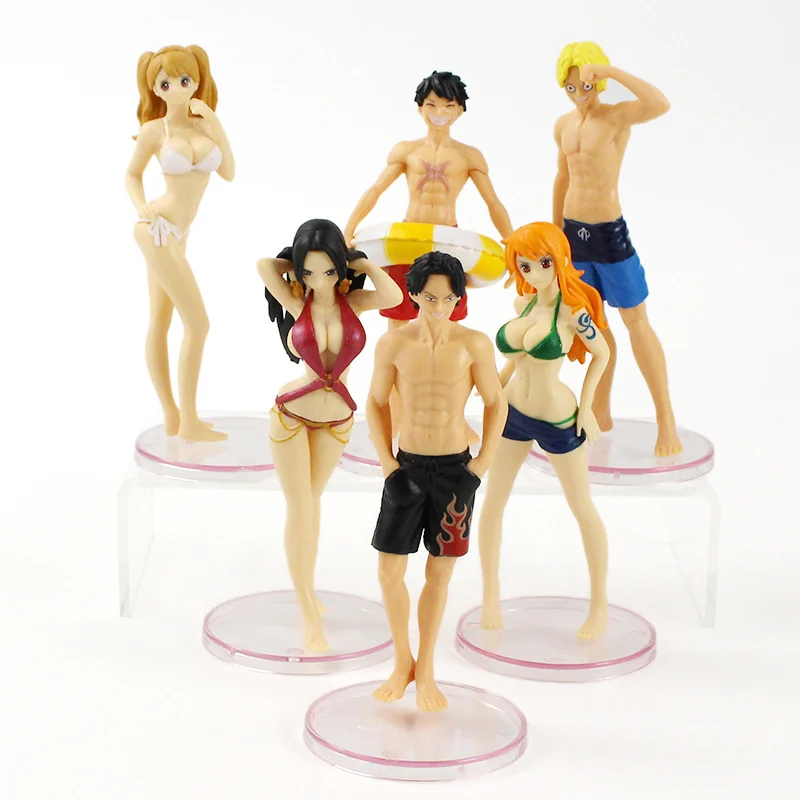 12 5 13 см 6 шт./лот аниме купальник Luffy Ace Nami Sanji Vivi мультяшная модель куклы ПВХ экшн