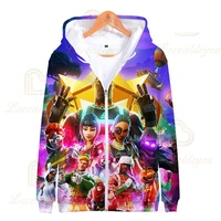 100 160cm fortnite zipper hoodie 3d printed casual cardigan cloth cartoon full colorful hooded sweatshirt man women hoodies gift