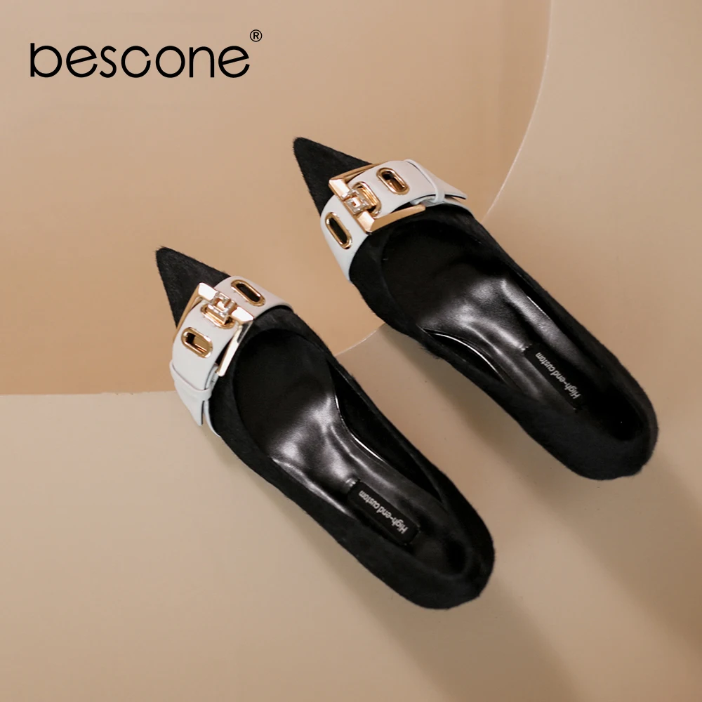 BESCONE/модные женские туфли-лодочки Новинка Офисные туфли с пряжкой и ремешком