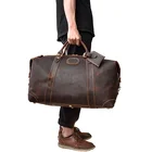 Мужская Толстая дорожная сумка Crazy horse из коровьей кожи, 20 дюймов, дорожная сумка, винтажная сумка для багажа из натуральной кожи