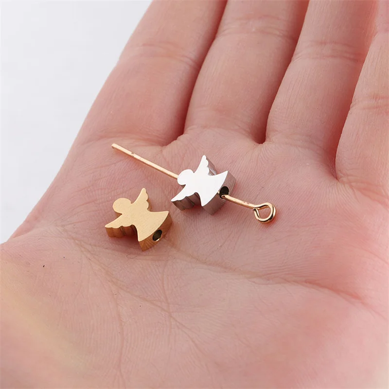 

10Pcs/Lot 10*9.6MM Mirror Polished Stainless Steel Little Angel Pendant Jewelry Making DIY Bracelet Accessories (1.8MM Hole)