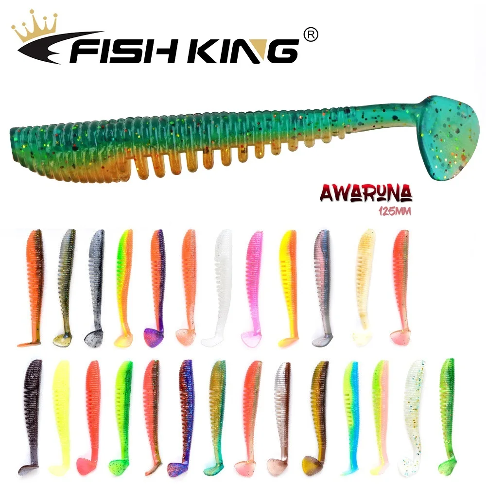 

FISH KING 4pcs/Pack Awaruna Soft Fishing Lures 125mm/11.5g Silicone Bait Wobblers Shad Bass Pike Carp Fishing Accessories Pesca