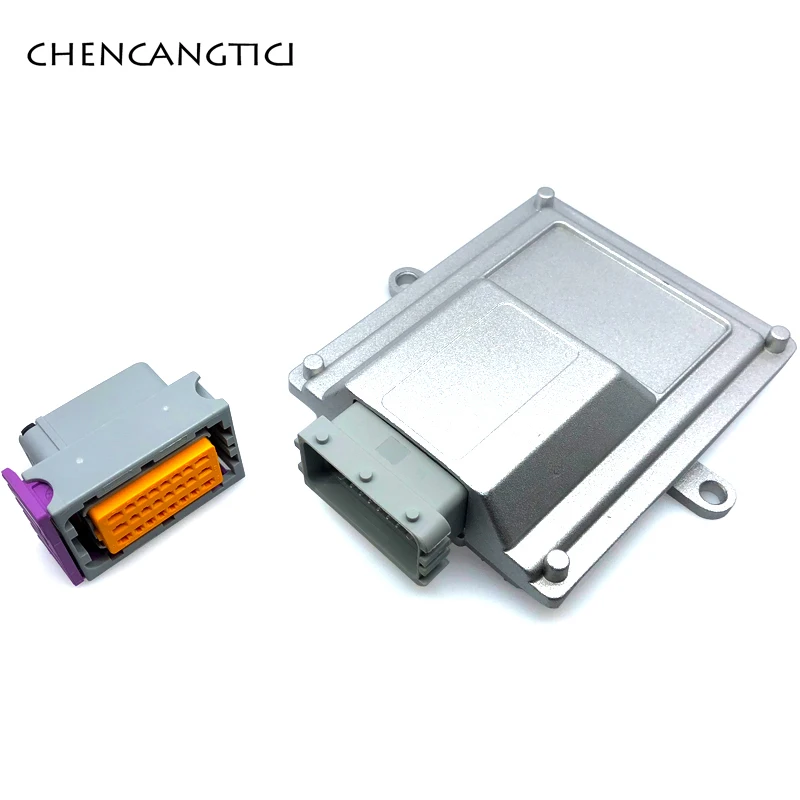 box with connector 1 set 24 pin/way single hole aluminum car ecu case enclosure with fci connectors for honda Audi A6 automotive - Цвет: box with connector