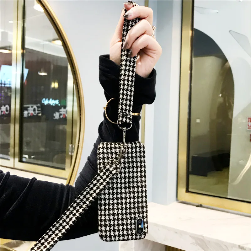 Роскошный Ретро Черный Белый силиконовый чехол для iPhone XS Max XR X 6 6S 7 8 Plus с ремнями |