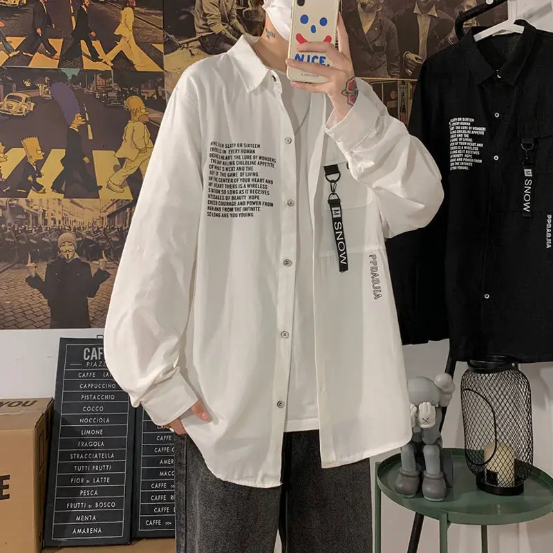 

KEMOY Men's Casual Graphic Printed Shirts 2021 Korean Streetwear Woman Shirt Man Oversized Blouse Clothing Long Sleeve