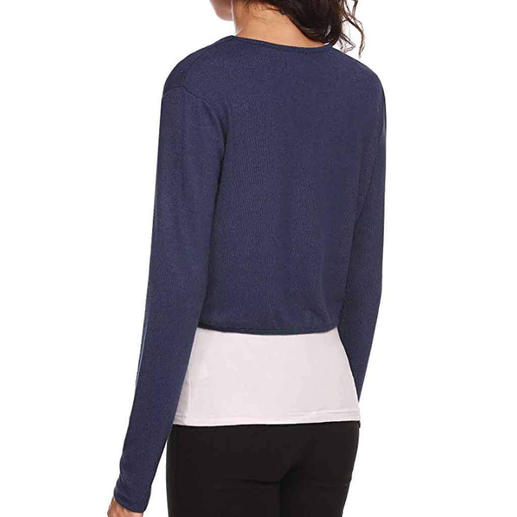 Вязаный свитер WEPBEL болеро Модный женский Укороченный трикотажный кардиган с